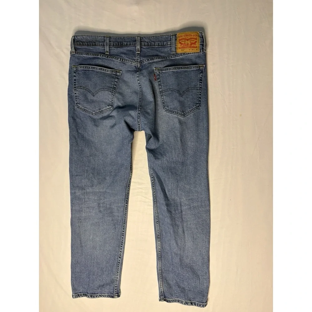 Levi's 502 Denim Jeans Men's Size 38x30 Blue Straight Leg Flat Front